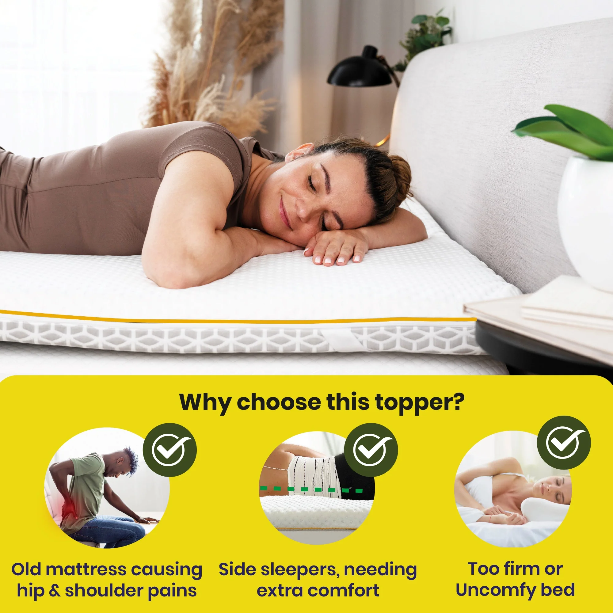 Brightr® Aurora Deluxe 2 in 1 Best Memory Foam mattress topper - Medium Firm - Image 10