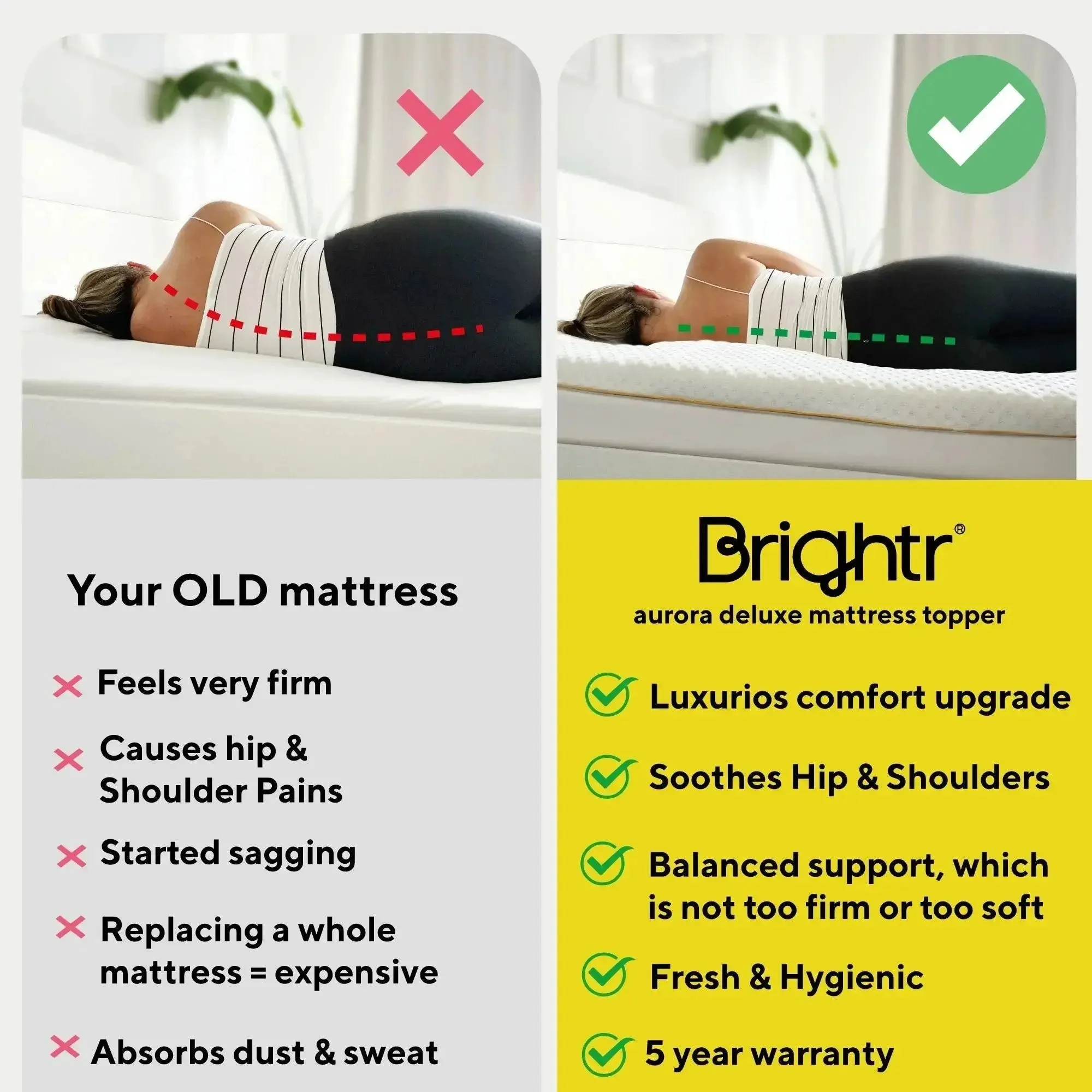 Brightr® Aurora Deluxe 2 in 1 Memory Foam mattress topper - Image 10