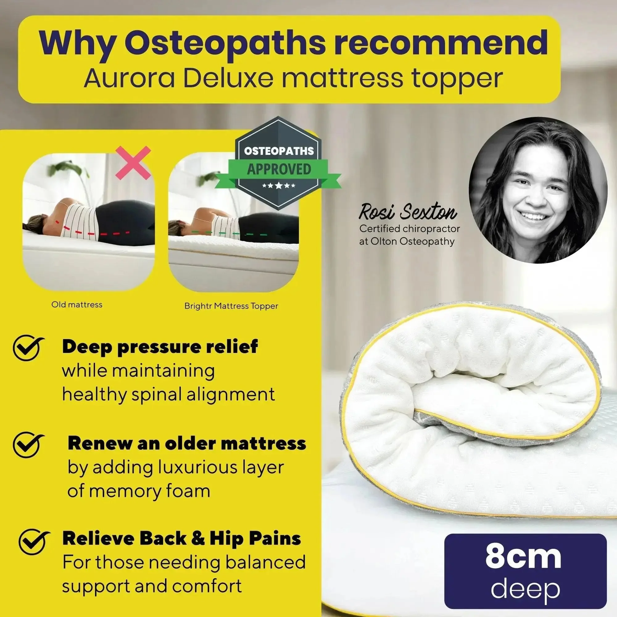 Brightr® Aurora Deluxe 2 in 1 Memory Foam mattress topper - Image 3