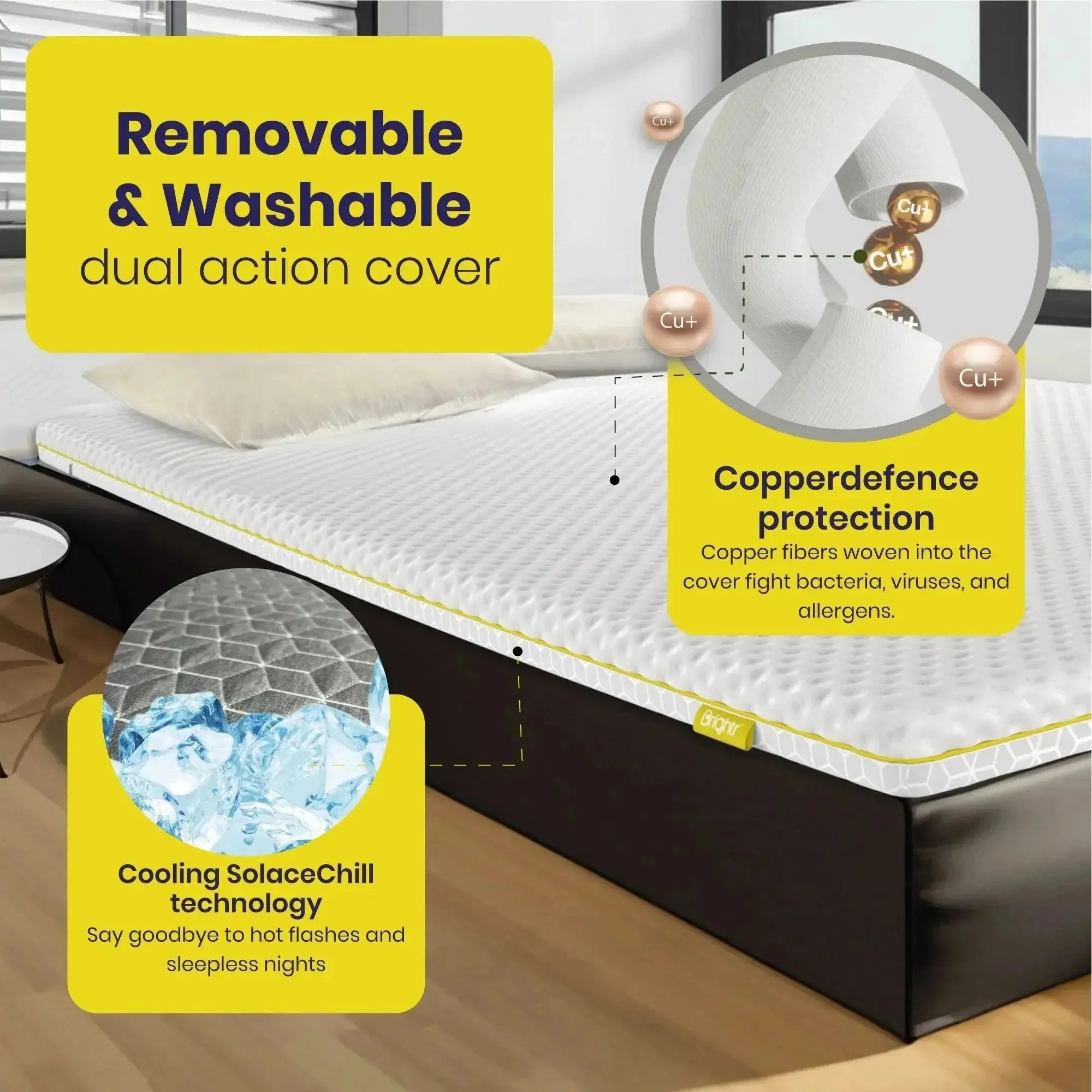 Brightr® Aurora Deluxe 2 in 1 Memory Foam mattress topper - Image 8
