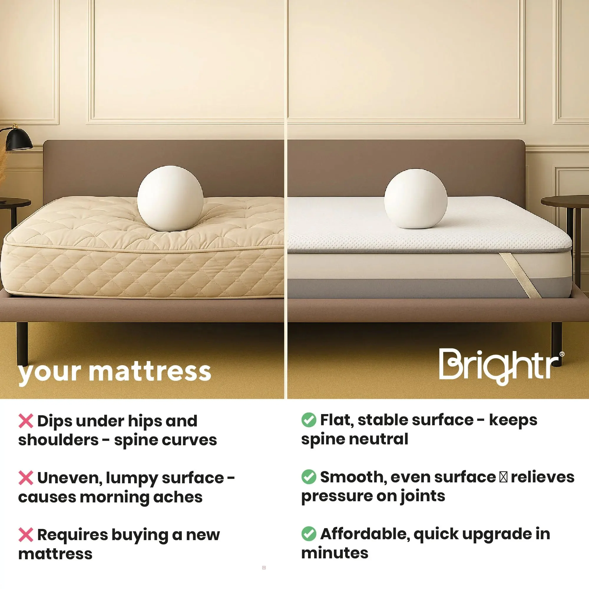 Brightr® Titan Deluxe 2 in 1 Best Extra Firm Mattress Topper - Firm/Extra Firm - Image 11