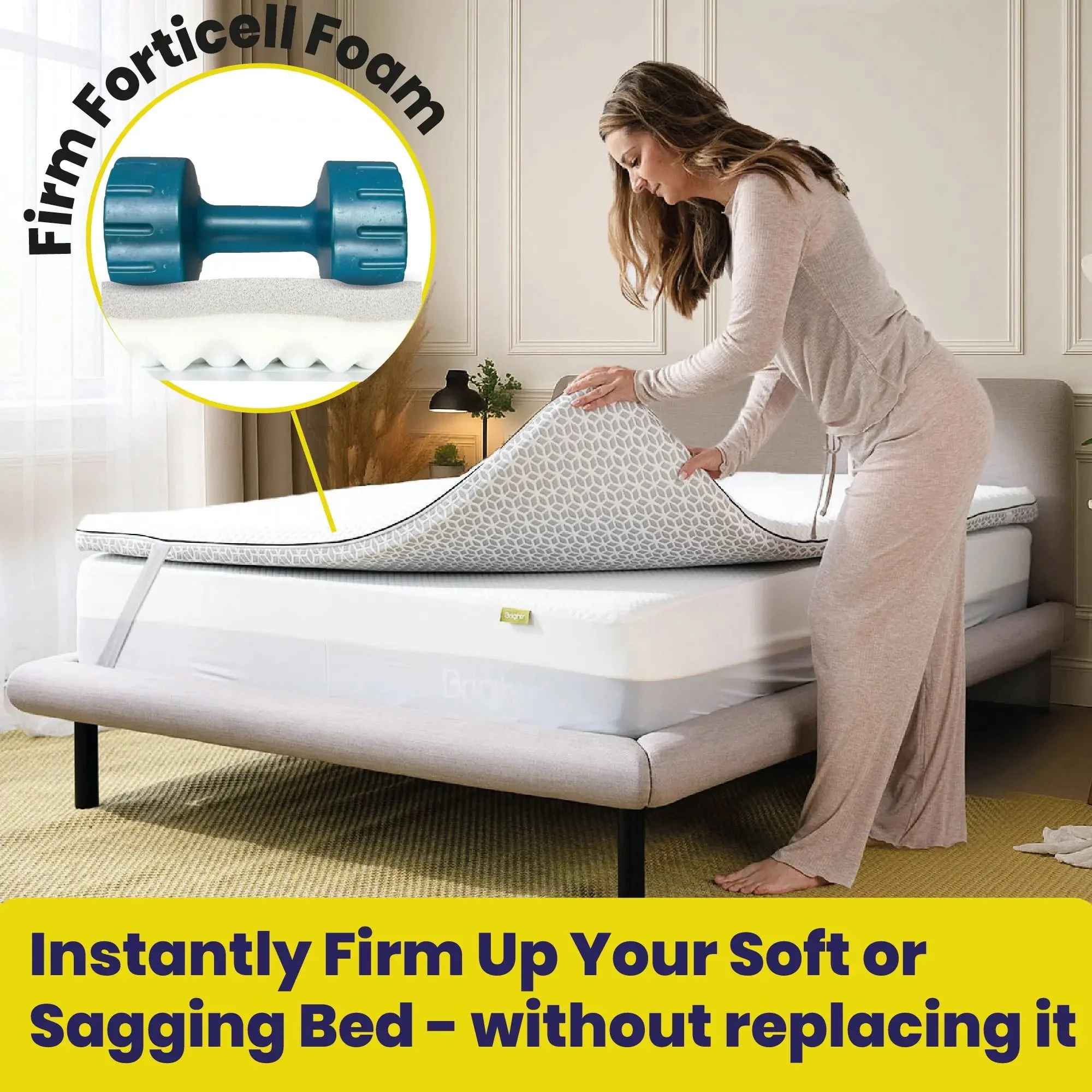 Brightr® Titan Deluxe 2 in 1 Best Extra Firm Mattress Topper - Firm/Extra Firm - Image 3