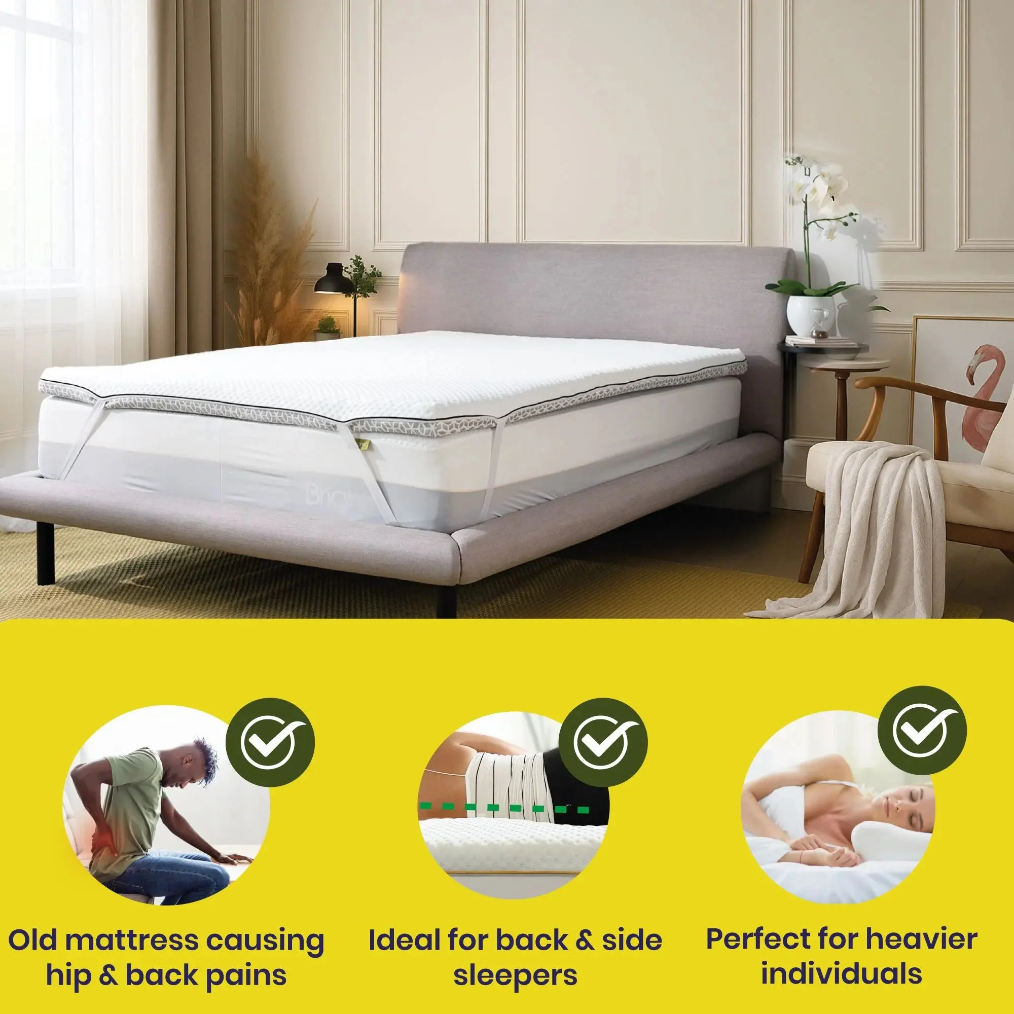 Brightr® Titan Deluxe 2 in 1 Best Extra Firm Mattress Topper - Firm/Extra Firm - Image 7