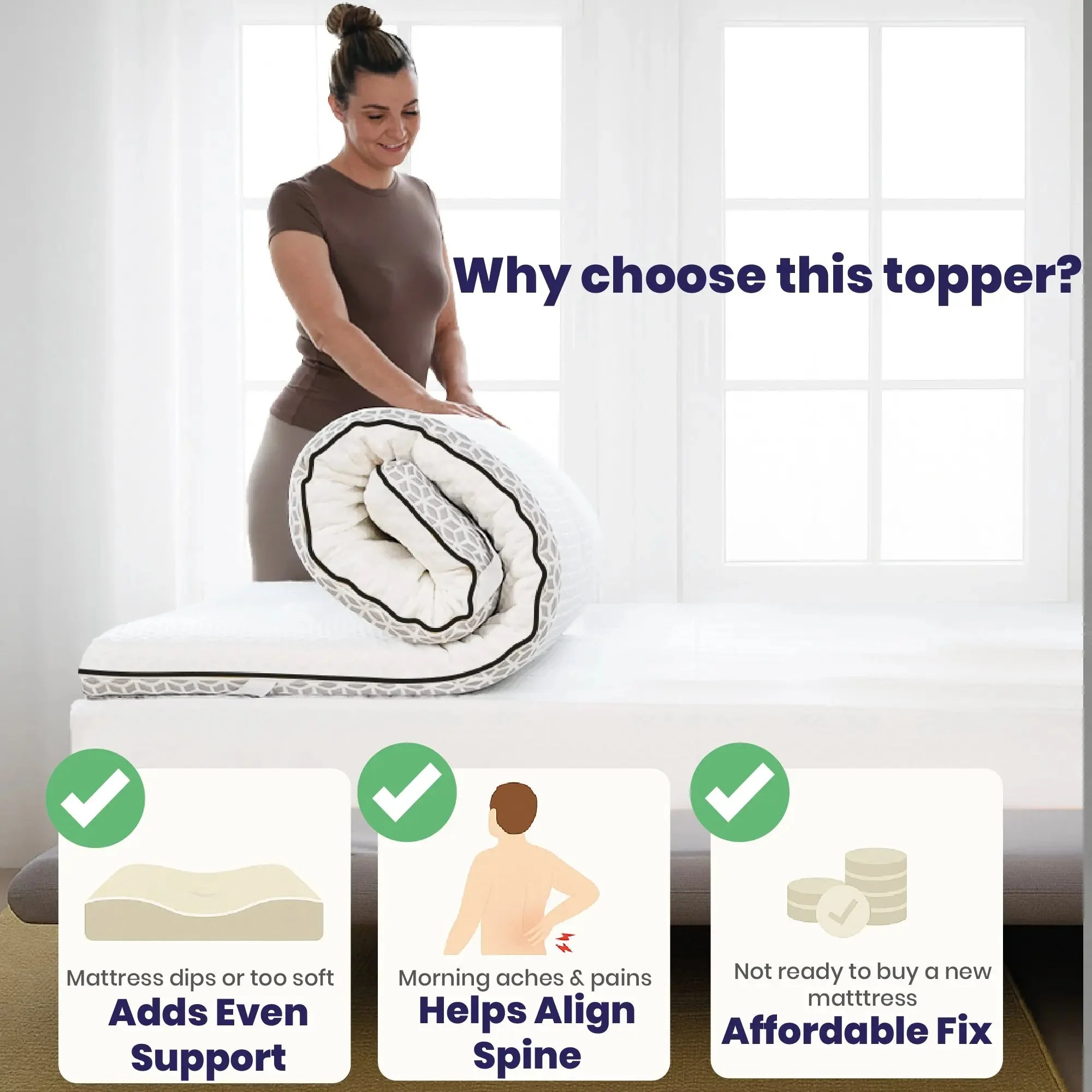 Brightr® Titan Deluxe 2 in 1 Best Extra Firm Mattress Topper - Firm/Extra Firm - Image 8