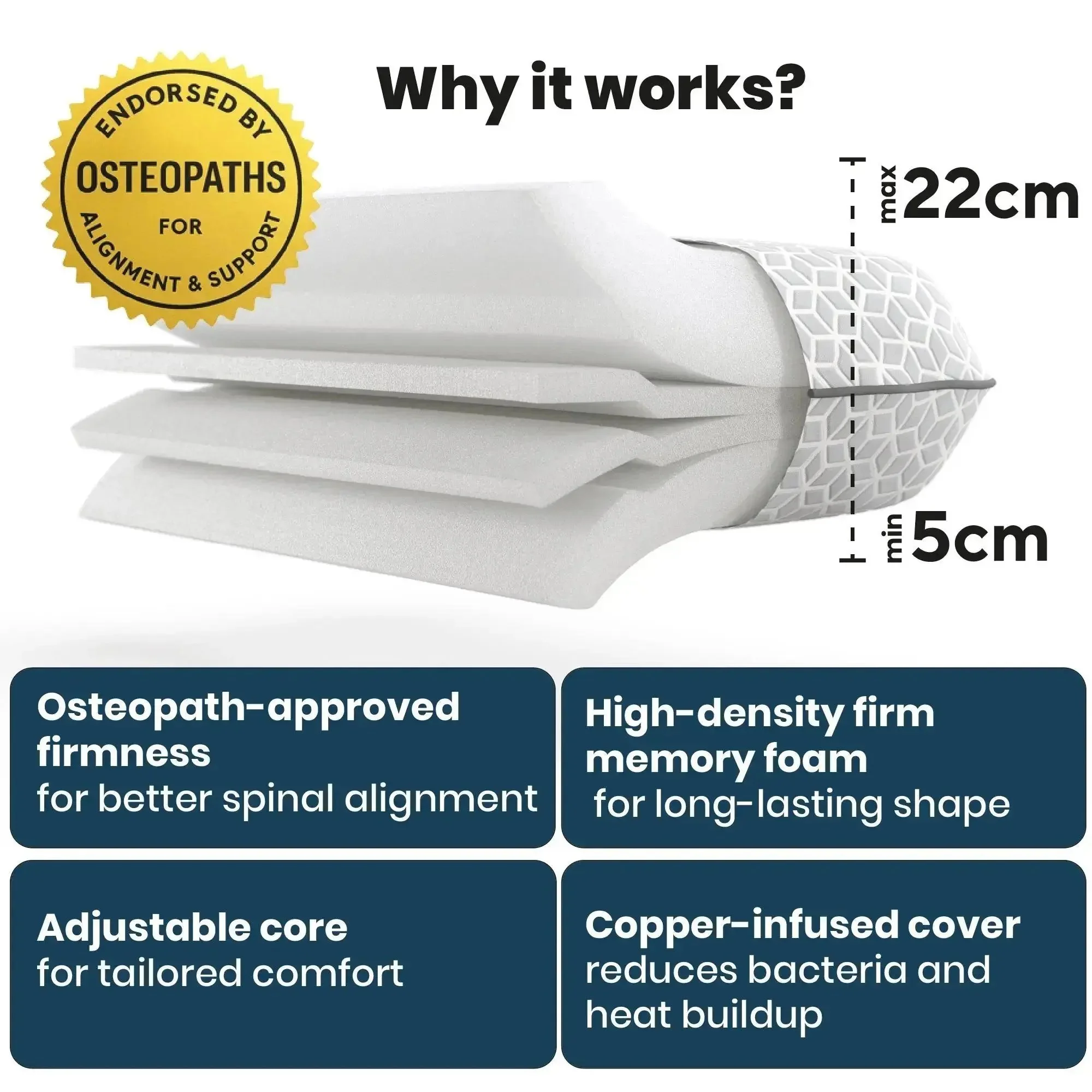 Brightr® Eclipse Adjustable Firm Memory foam pillow - Image 9