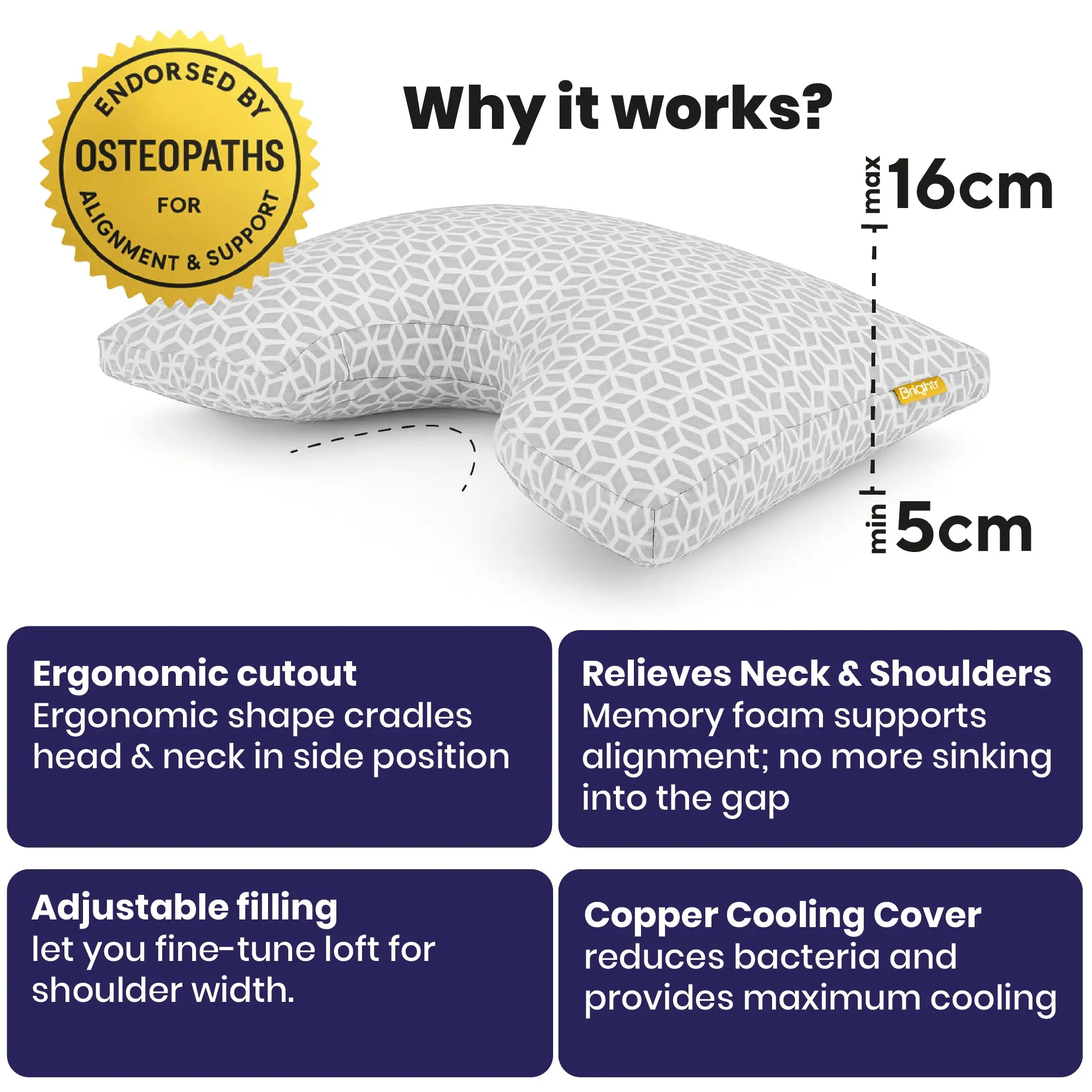 Brightr® MoonHug Adjustable Memory Foam pillow - Image 11