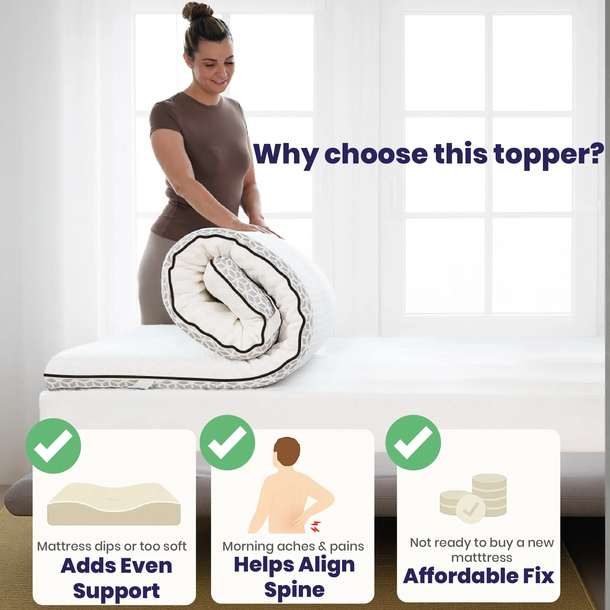 Brightr®  Titan 2 in 1 Mattress Firm Mattress Topper  - Medium/Firm - Image 5