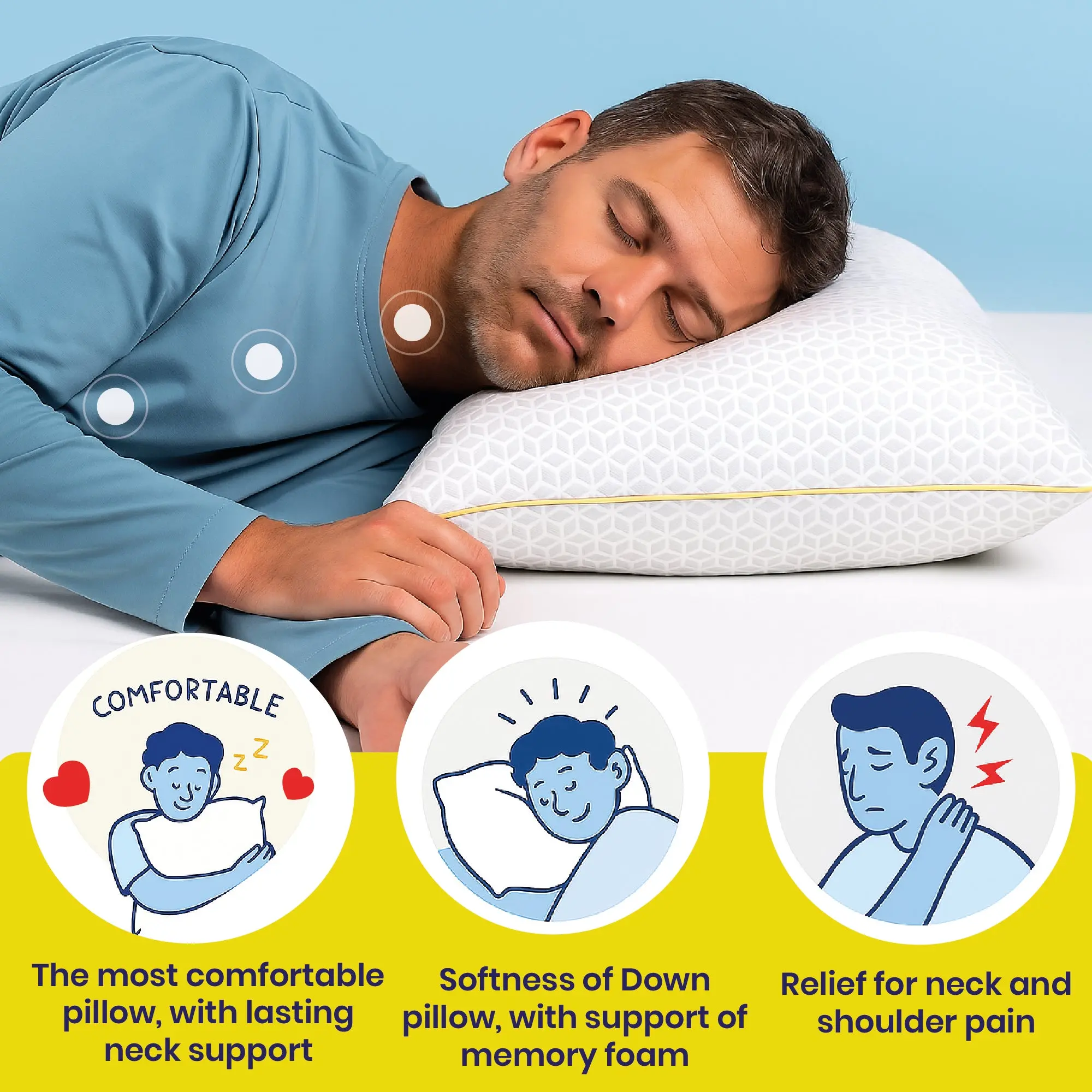 Brightr® Stella Hybrid Adjustable Pillow | Best pillow For Neck Pains - Image 3